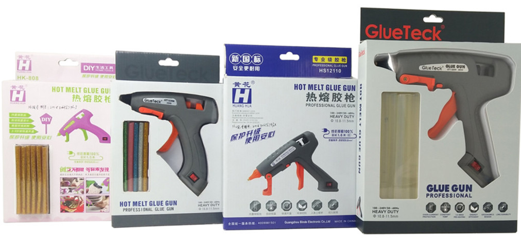 different packing of hot glue gun